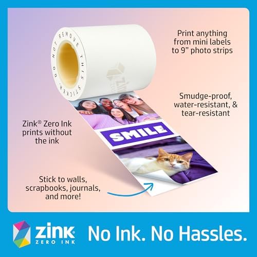 HP Sprocket Panorama Instant Color Label & Smartphone Photo Printer - Portable - Personalize Prints 2” x .5”- 9” on Zink Sticky-Back Photos - Create Photobooth Strips & Custom Designs in App - Grey - Image 6