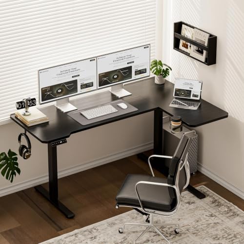 Acrolix L Shaped Electric Standing Desk,43x31.5 Reversible,Black - Image 2