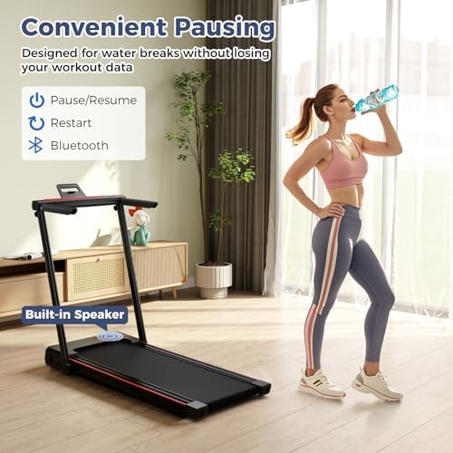 GYMAX Walking Pad Treadmill, 3 in 1 Folding Treadmill with Removable Desktop, Remote & 12 Preset Programs, 2.5 HP Under Desk Walking Pad Running Machine for Home Gym Exercise Workout - Image 6