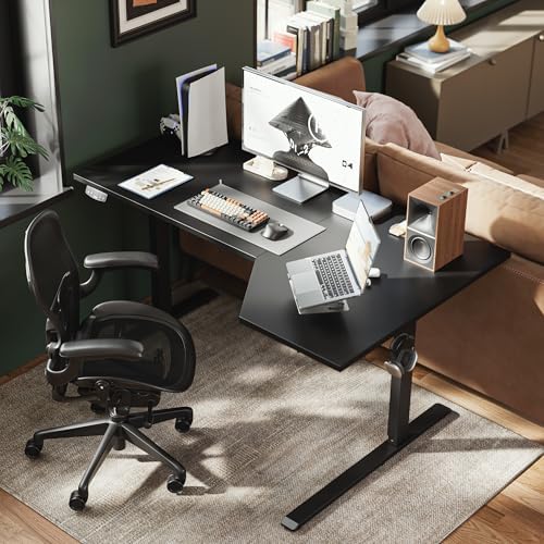 Agilestic 63 x 35 Inch Corner L Shaped Electric Standing Desk, Black - Image 2