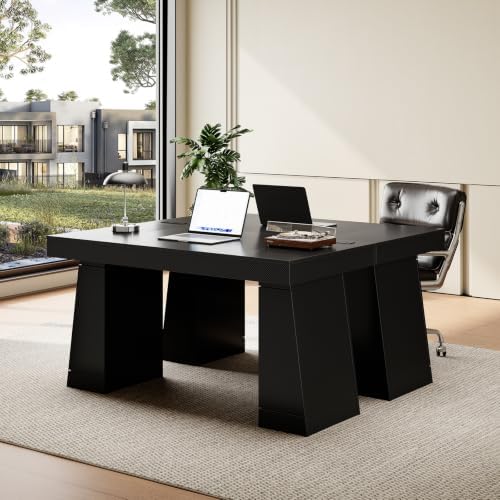 55" Executive Desk with Power Outlet, Storage Cabinet - Image 6