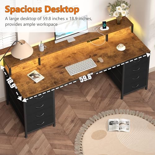 60" Computer Desk with 8 Drawers & Monitor Stand for Home Office, Bedroom - Image 6
