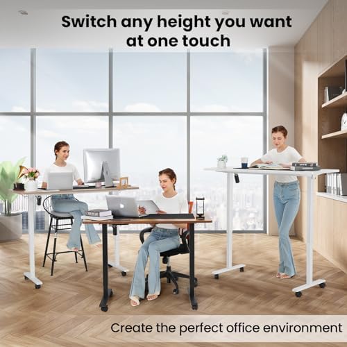 farexon 48x24 Inch Electric Standing Desk with Wheels, Oak Gray - Image 4