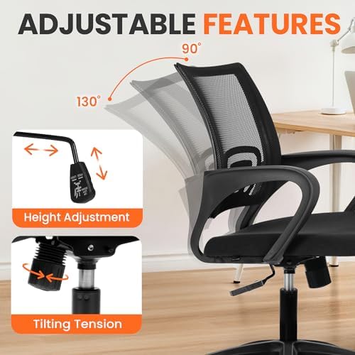 NEO CHAIR Office Computer Chair Ergonomic Mid-Back Mesh Desk Chair, Black - Image 6