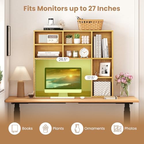LDAILE 31'' Desk Shelf, 3-Tier Desk Hutch with 7 Shelves for Computer Desk, Desktop Bookshelf with 3 Adjustable Shelves for College Dorm Office Home Study Room Desk, 37 x 10 x 31 in - Image 4