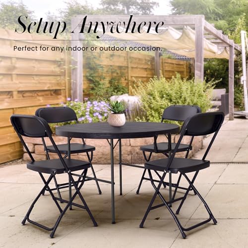 2 PACK of 3.5 Feet Circular Round Foldable Table with Built in Handle & Steel Legs | Heavy Duty Portable | Perfect for Party, Dining, Wedding, Events, Picnic Indoor, Outdoor, Camping, Utility - Image 5