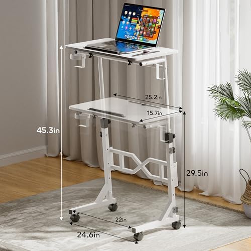 Oransail Small Standing Desk with Wheels, 29.5-45.3 Inch Adjustable Height - Image 3