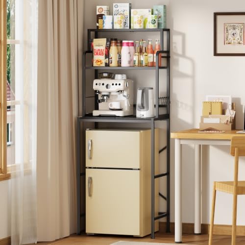 3 Tier Mini Fridge Stand Shelf with Storage for Kitchen and Dorm（Black) - Image 6