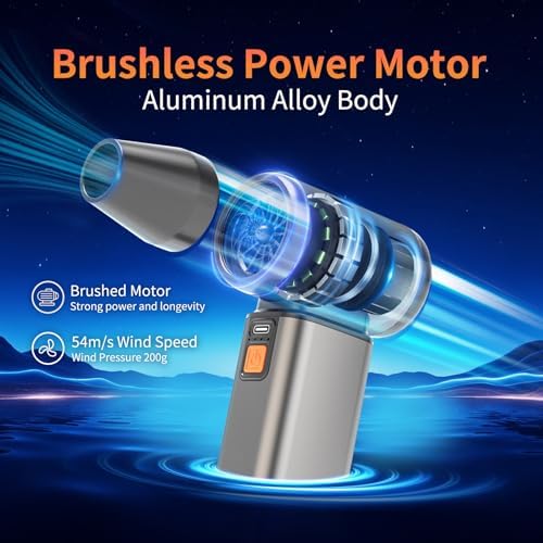 Compressed Air Duster, Stepless Speed Electric Air Duster, Metal Shell Air Blower with Brushless Motor, 120000 RPM Keyboard Cleaner Replaces Canned Air for Outdoors, Car, Home Cleaning - Image 3