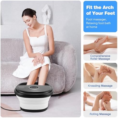 KNQZE Collapsible Foot Spa Bath with Heat & Remote Control, Bubble Massage, Temperature Control, Red Light (Black) - Image 6
