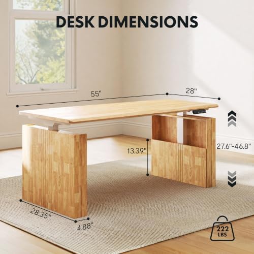 FLEXISPOT 55 x 28 Inch WoodiX Solid Wood Executive Standing Desk, Maple - Image 2