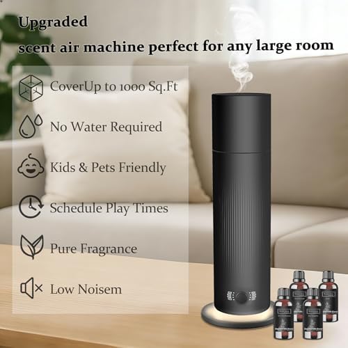 Waterless Essential Oil Diffuser, Scent Air Machine for Home with 4x30ml Hotel Scent Oil Sets, Covers Up to 1000 Sq.Ft, Adjustable Mist & Timer, Hotel and Commercial Use - Image 2