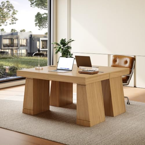 55" Executive Desk with Power Outlet, Storage Cabinet - Image 7