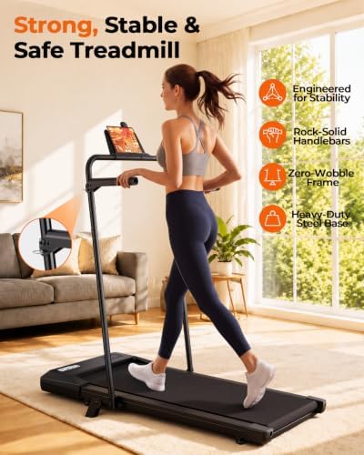 Superun Walking Pad with 6% Incline, Under Desk Treadmill, 3 in 1 Portable Treadmills for Home with Remote Control LED Display, 2.5 HP Quiet Mini Treadmill for Office Home Use, 300 Lbs Capacity - Image 3