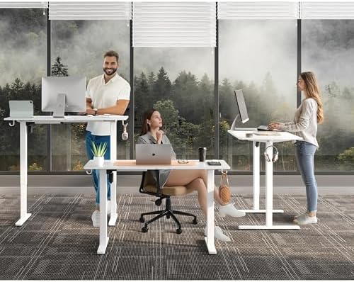 55 x 24 Inch Electric Standing Desk, 3 Memory Presets, White - Image 2