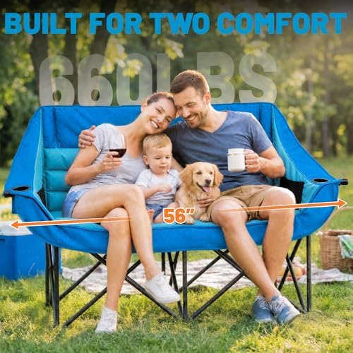 Youtanic Oversized Double Camping Chair, Folding Loveseat Camping Couch - Image 4