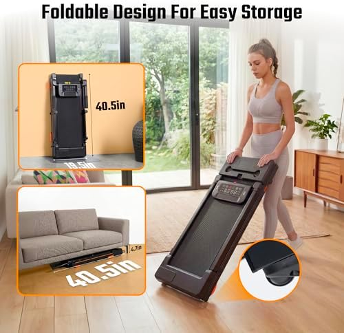 Foldable Walking Pad Treadmill with 12% Incline for Home Small, 3.5HP Under Desk Quiet Treadmill with Handle Bar, Compact Running Machine for 350 Lbs Capacity - Image 5