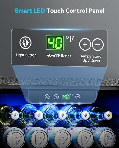 Feelfunn 50 Can Beverage Refrigerator, 1.3CuFt Mini Fridge with Glass Door - Image 3