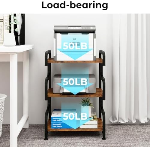 Natwind Stylish 3 Tier Printer Stand, Office Desk Side Storage Shelf,Retro - Image 3