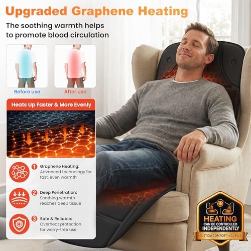 CILI Full Body Massage Mat with Heat, Upgrade Graphene Heating Vibration Back Massage Pad, Full Body Massager for Bed Chair Sofa, Massage Mattress Pad, Ideal Gifts for Mom Dad - Image 3