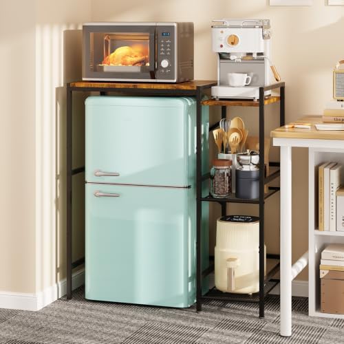 Mini Fridge Stand with Storage Shelves Dorm Microwave Stand Reversible by Yuyetuyo