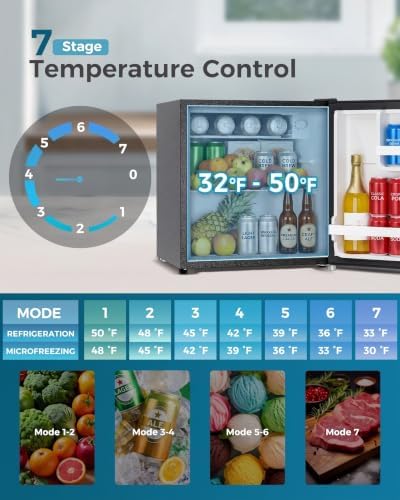 Feelfunn Mini Fridge with Freezer, 1.7 Cu.Ft Small Refrigerator, Silver - Image 3