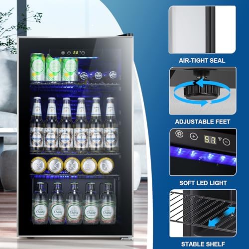 Antarctic Star Beverage Refrigerator -120 Can Mini Fridge for Soda Beer or Wine,Small Drink Dispenser, For Office or Bar with Adjustable Removable Shelves，Convertible Door ，3.1 Cu.Ft - Image 5