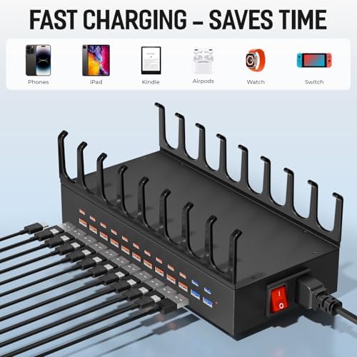 350W Charging Station for Multiple Devices, 24 Ports USB Fast Charging Station, Charger Station Organizer Compatible with Kindle,Tablet, iPad, Charger Station for Home, Office - Image 7
