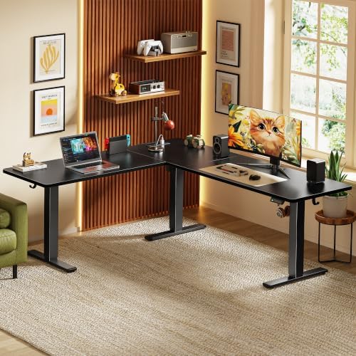 Huuger 75 x 63 Inch L Shaped Standing Desk with Power Outlets - Image 2