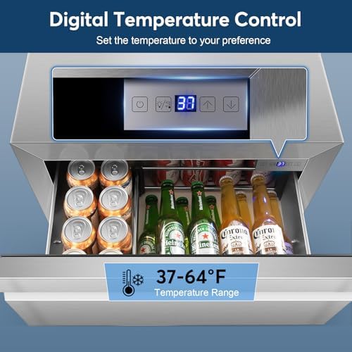 24" Stainless Steel Undercounter Beverage Fridge, 3-Drawer with Wheels - Image 2