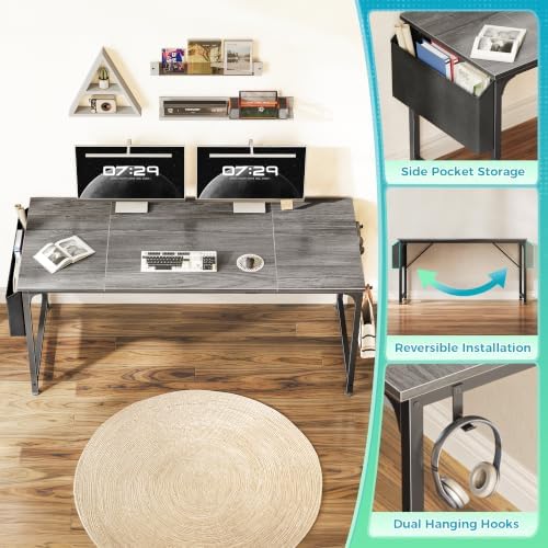PRAISUN 63'' Computer Desk with Fabric Storage Bag - Image 4