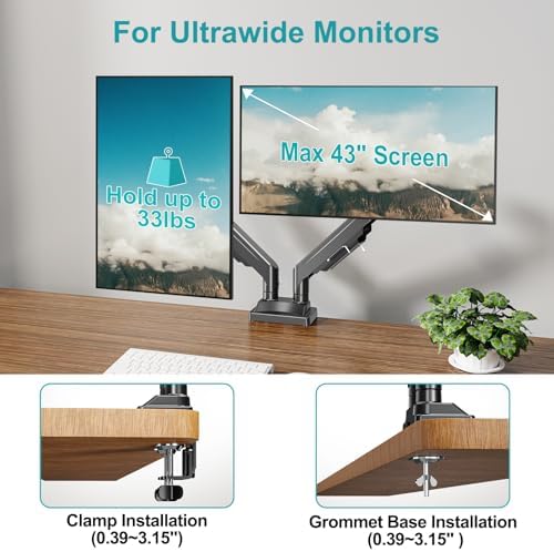 MOUNT PRO Ultrawide Dual Monitor Arm for Max 43" Monitor, Holds up to 33lbs - Image 4