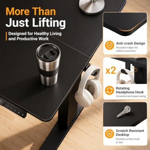 Claiks Electric Standing Desk 32x19 Inch Adjustable Desk, Black - Image 5