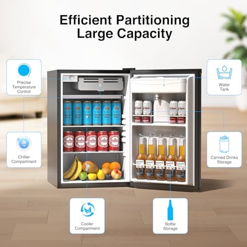Kismile 4.41Cu Ft Single Door Mini Fridge with Freezer Water Dispenser - Image 5