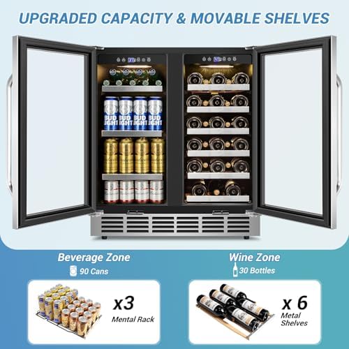 Velivi 30''Wine and Beverage Refrigerator-Dual Zone Under Counter Fridge - Image 3