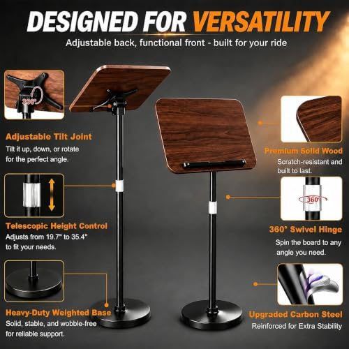Large Adjustable Car Desk with Premium Solid Wood Tabletop, Tilt & 360° Swivel Portable Workstation, Height Adjustable Mobile Car Desk for RV, Home Office, Reading, Gaming and Writing - Image 3