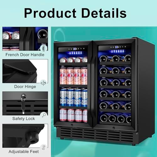30 Inch Dual Zone Wine and Beverage Refrigerator Cooler Black - Image 7