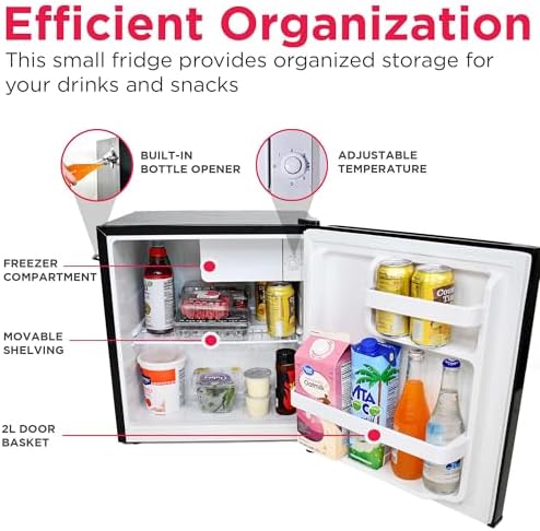 FRIGIDAIRE Black Retro Mini Refrigerator-Energy Saving-Adjustable Thermostat Control-Side Mounted Bottle Opener-Ideal for Dorm, Office, RV, Garage, Apartment 1.6 Cubic Feet - Image 5