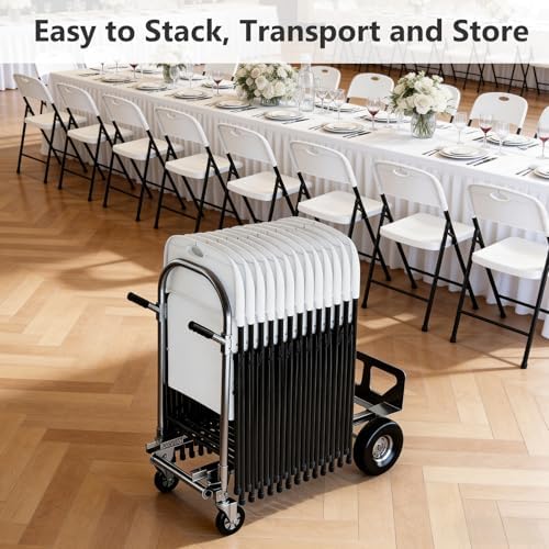 Folding Chairs 2 Pack, Outdoor Folding Chairs for Outside Indoor, Portable 350 lbs Capacity Heavy Duty Plastic Metal Foldable Chairs Commercial Seating for Picnic, Party, Patio, White - Image 6