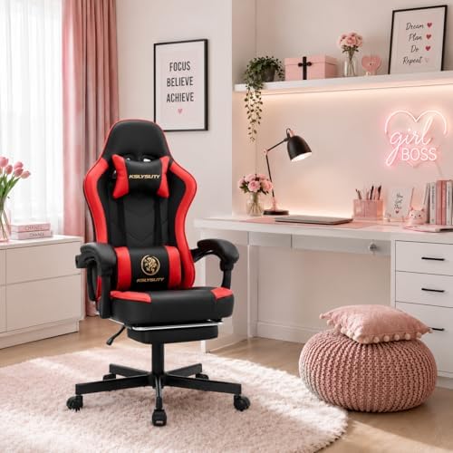 Mistpeople Gaming Chair, Ergonomic High Back Computer Chair with Footrest, Lumbar Support & Pocket Spring Cushion, Comfortable Swivel Home Office Desk Chair for Adults - Image 4