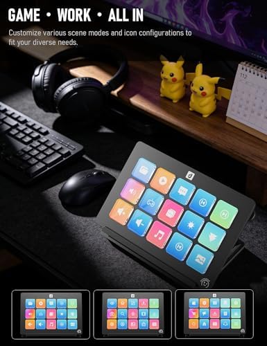 Stream Control Deck Macro Pad15 Keys Programmable Keypad RGB Macro Keyboard Stream Controller with 3-Step Adjustable Stand 500+Plugins&200+ Icons Wired Shortcut Keyboard for Streamers/Gamers/Designers - Image 6