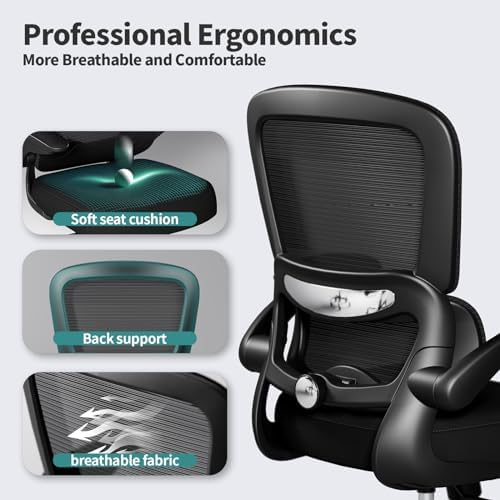 TRALT Office Chair - Ergonomic Desk Chair with Adjustable Lumbar Support, Mesh Computer Chair, Executive Chairs for Home Office Comfortable Lumbar Support Black Pack of 8 - Image 4