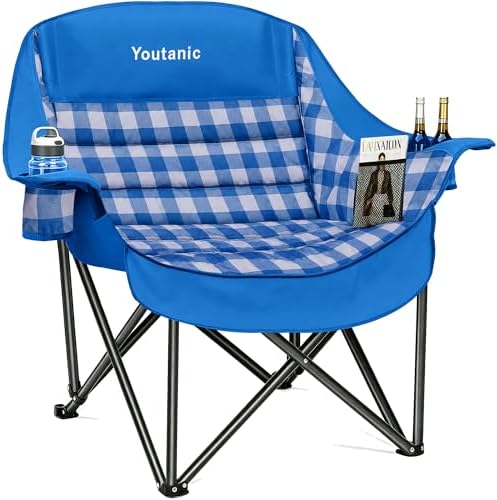 Youtanic Oversized Large Padded Camping Chair, 400 lbs Foldable Lawn Chair by Youtanic