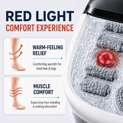 RIGHTMELL Foot Soaking Tub with Heat, Red Light, Bubble Spa & Timer - Image 2