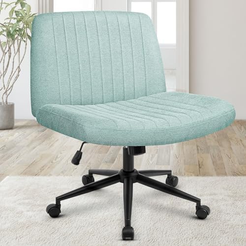 Orange Factory Criss Cross Chair, Wide Wheel Vanity Seat, Mint Dual Base by OrangeFactory