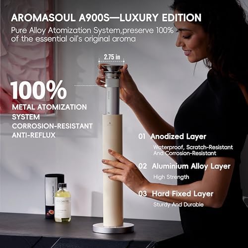 Wireless Rechargeable Hotel Scent Diffuser Kit - 1500 Sq Ft Coverage, Alloy Atomization System,App Control,Waterless Oil Diffuser, Including 5×15ml Essential Oils, for Home,Large Room,Spa, Cream - Image 3