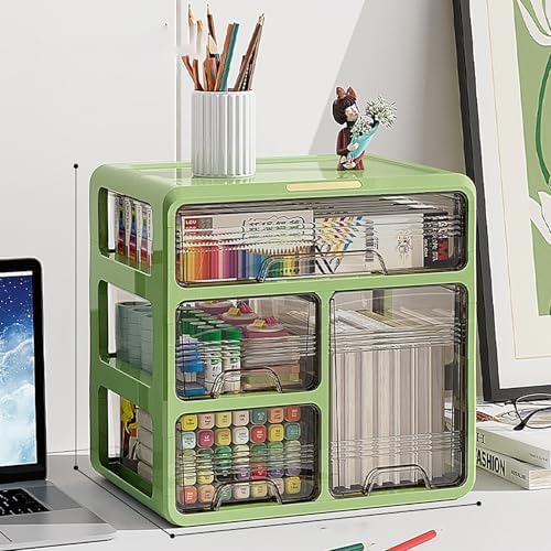 Transparent Panel Desktop Bookshelf, Polypropylene Desktop Organizer, Countertop Storage Rack Desktop Shelf, Desk Hutch Supplies Storage Shelf, Display Rack for Office, Dorm, Home(Green,33cm) by KAXLDHH