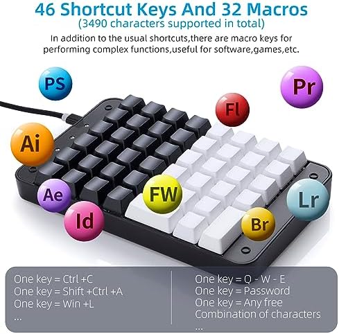 Koolertron 46-Key One-Handed Mechanical Gaming Keyboard, Programmable - Image 3
