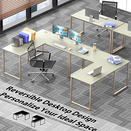 SHW Mission 55 x 60 L-Shape Home Office Computer Desk, Maple - Image 2