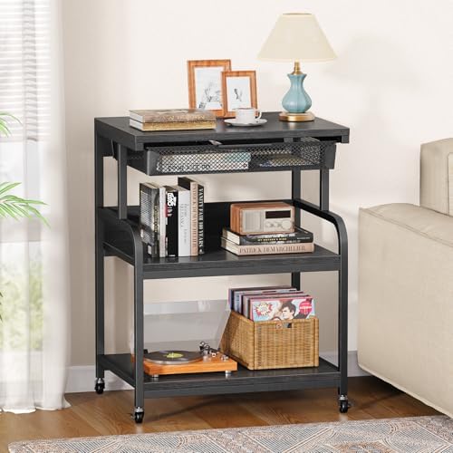 EasyCom 23.6"×18.9" Extra Large Printer Stand with Drawer & Wheels Black - Image 7